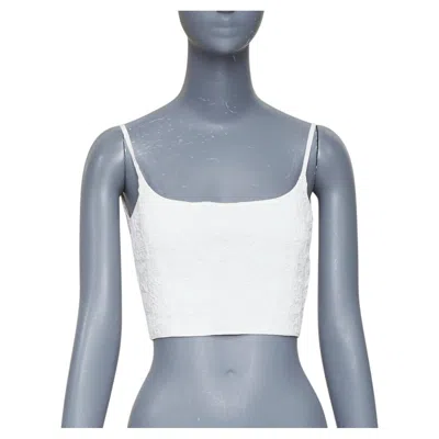 Pre-owned Jil Sander + Cream 3d Twist Floral Embroidery Self Tie Crop Top Camisole Fr36 S In White
