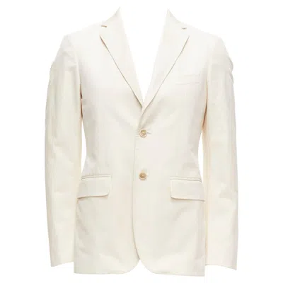 Pre-owned Jil Sander Cream Cotton Hand Stitched Lapel Pocket Single Vent Blazer It46 S In White