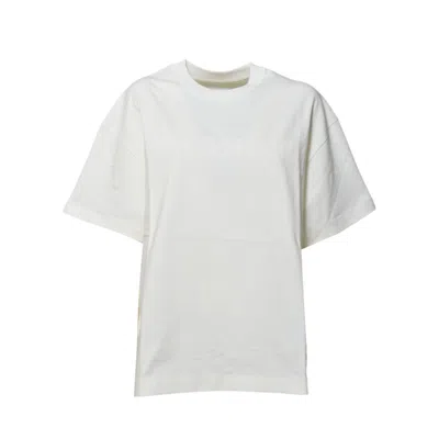 Jil Sander Cream Cotton T-shirt With Tone-on-tone Logo In White