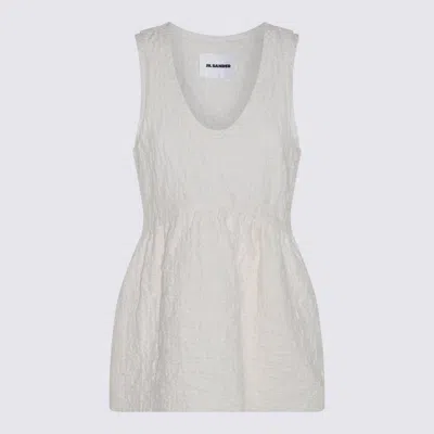 Jil Sander Cream Cotton Top In Beige