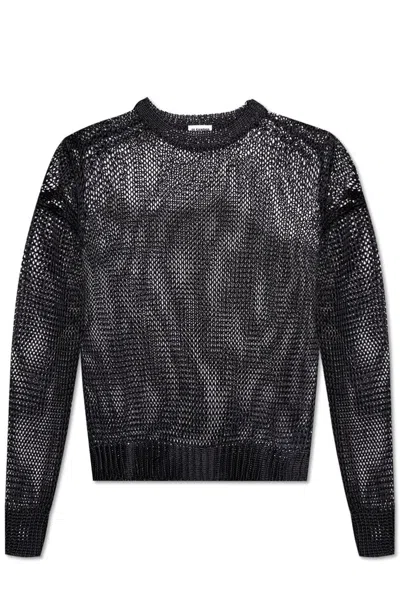 Jil Sander Cream Crochet Sweater In Black