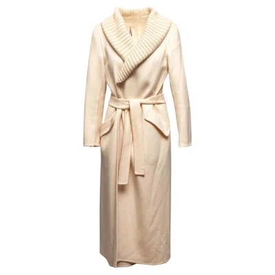 Pre-owned Jil Sander Cream  Long Cashmere Coat Size It 38 In White