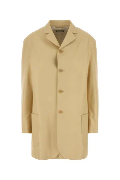 Jil Sander Cream Leather Blazer In Yellow