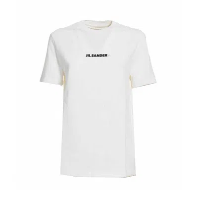 Jil Sander Cream Logo Print Short Sleeve T-shirt