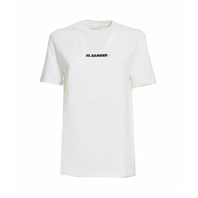 JIL SANDER JIL SANDER CREAM LOGO PRINT SHORT SLEEVE T-SHIRT