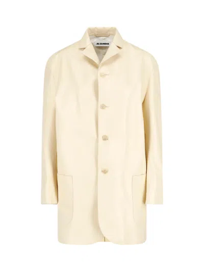 Jil Sander Cream Minimalist Boxy Classic Collar Jacket In Yellow