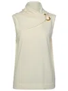 Jil Sander Draped Knitted Coconut Virgin Wool Tank Top In Beige