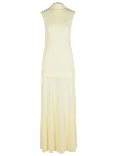 Jil Sander Crepe Sleeveless Maxi Dress In Beige