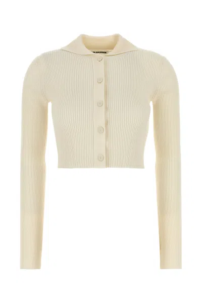 JIL SANDER JIL SANDER CREAM WOOL BLEND CARDIGAN
