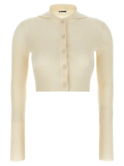 Jil Sander Cream Wool Blend Cardigan