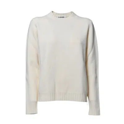 Jil Sander Cream Wool Boxy Crewneck Sweater In Grey