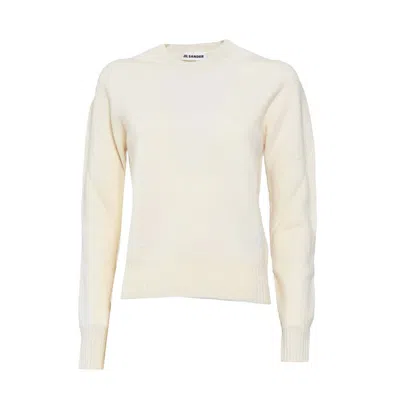 Jil Sander Cream Wool Crewneck Sweater