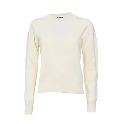 Jil Sander Cream Wool Crewneck Sweater In Neutrals