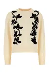 Jil Sander Floral Embroidered Virgin Wool Blend Sweater In Neutral