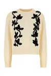 Jil Sander Floral Embroidered Virgin Wool Blend Sweater