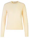 Jil Sander Ribbed Crew-neck Wool Sweater With Soft Texture In Beige