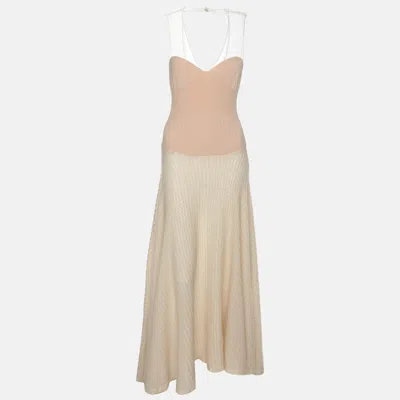 Pre-owned Jil Sander Cream/beige Knit Virgin Wool Maxi Dress M