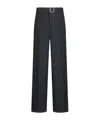 Jil Sander Belted Contrast-stitching Trousers In Blue
