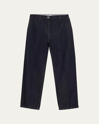 Jil Sander Creased Straight-leg Denim Trousers In Blue