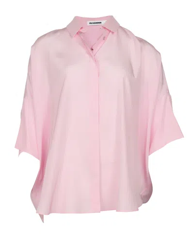 Jil Sander Crepe De Chine Shirt In Pink Silk