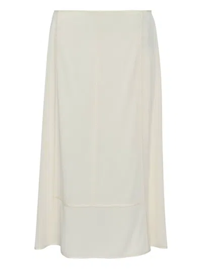 Jil Sander Crepe Fluid Midi Skirt In Neutral