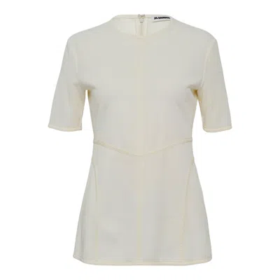 Jil Sander Crepe Fluid Viscose Top In Neutral