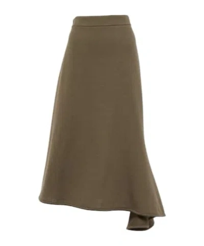 Jil Sander Crêpe Midi Skirt In Brown