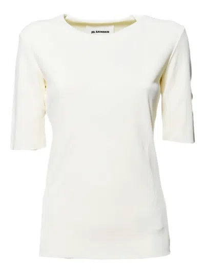 Jil Sander Womens Crepe Round-neck Woven Top Lemon Green