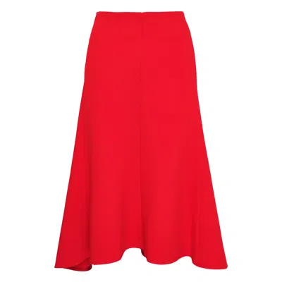 Jil Sander Crepe Textured Matt Viscose Skirt In Red