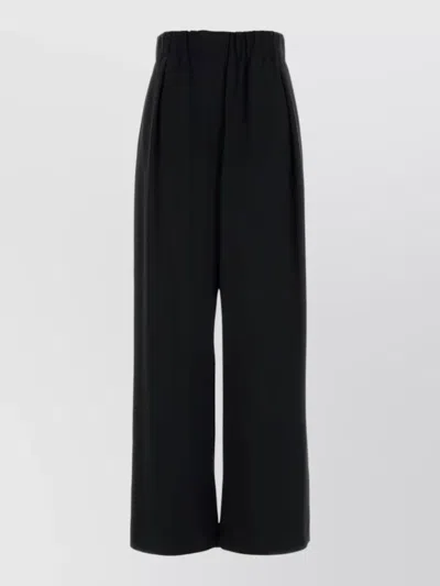Jil Sander Crepe Wide Leg Pants Featuring Back Pockets In Black