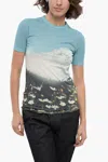Jil Sander Crew Neck Alps Tech Cotton T-shirt In Blue