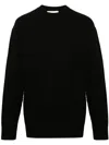 Jil Sander Crew-neck Boiled Wool Jumper In Black