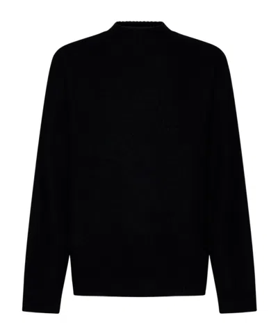 Jil Sander Crew-neck Boiled Wool Jumper In Black