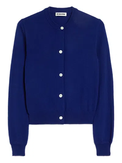 Jil Sander Cardigan Mit Rundem Ausschnitt In Blue
