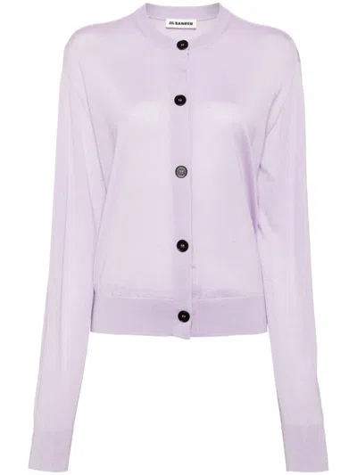 Jil Sander Crew-neck Cardigan In Purple