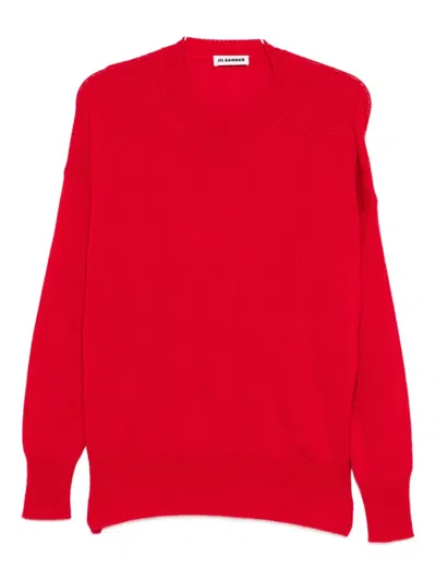 Jil Sander Crew-neck Cashmere Sweater In Red