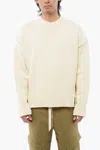 Jil Sander Crew Neck Chunky Cotton Blend Sweater In White