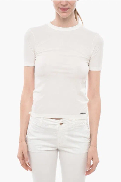 Jil Sander Crew Neck Cotto Crepe T-shirt In White