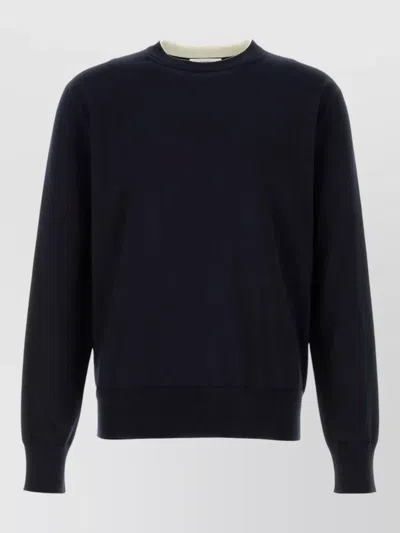 Jil Sander Crew Neck Cotton Sweater Long Sleeves In Blue