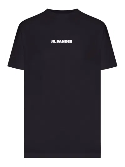 Jil Sander Crew Neck Cotton T-shirt With Logo In Black