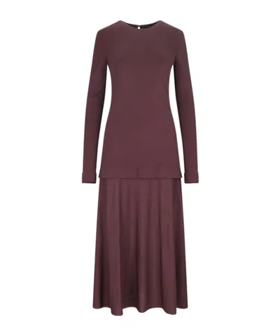 Jil Sander Crew-neck Crepe Dress In Brown