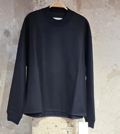 Jil Sander Crew-neck Felted-wool Jumper In Black