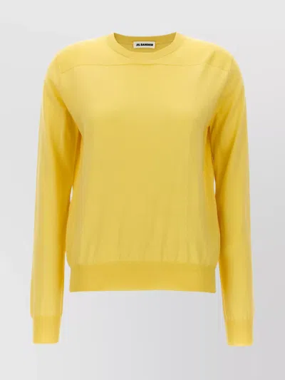 Jil Sander Crew Neck Knit Sweater In Yellow