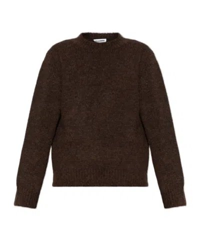 Jil Sander Ribbed-knit Crew-neck Sweater In Brown