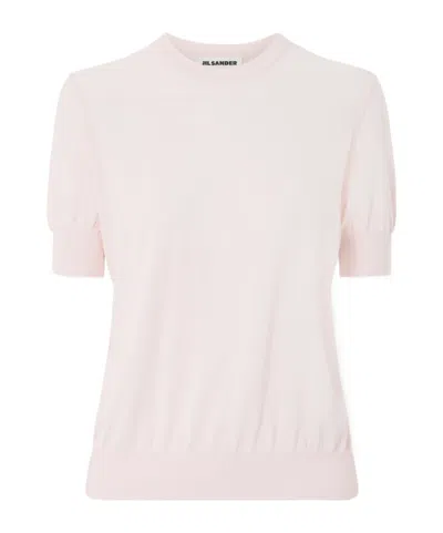 Jil Sander Crew Neck Knitted T-shirt In Pink