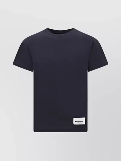 Jil Sander Crew Neck Logo Print Monochrome T-shirt In Black