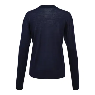 Jil Sander Crew Neck Long Sleeve Cardigan In Blue