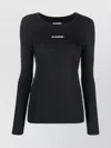 Jil Sander Crew Neck Long-sleeved Shirt With Stretch Fit In Black