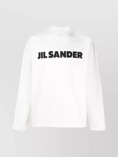 Jil Sander Crew Neck Long Sleeves Printed Sweatshirt In White