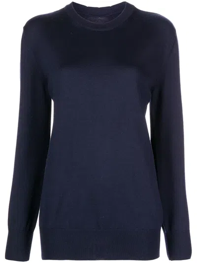 Jil Sander Crew-neck Merino Wool Sweater In 蓝色